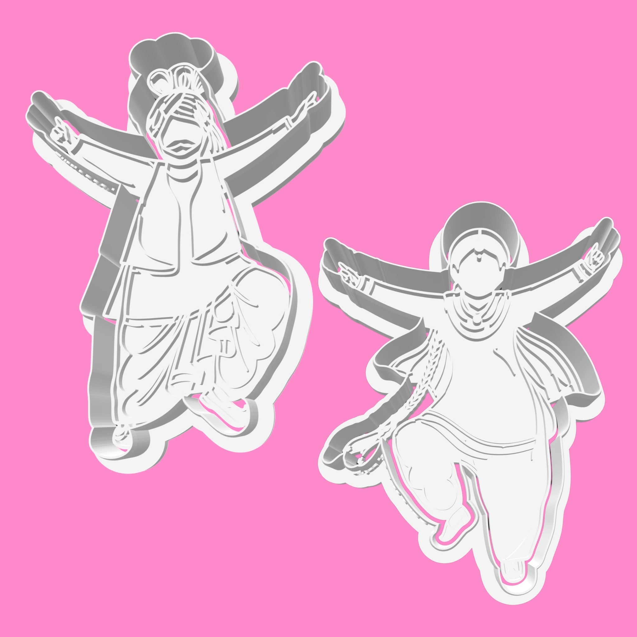 Punjabi Bhangra Dancers Cookie Cutter Set – Traditional Indian Folk Dance Baking & Fondant Tools