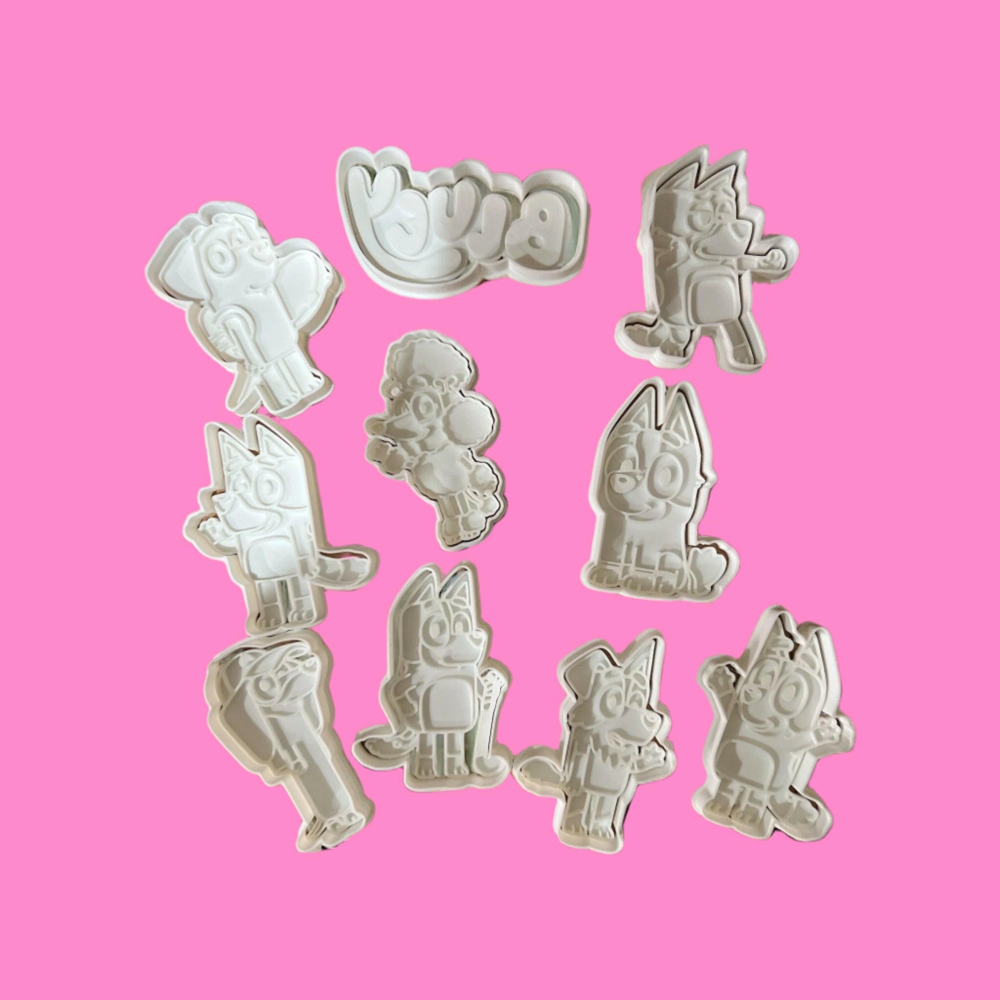Bluey and Friends-Inspired Embosser and Cookie Cutter Set – Delightful Baking Tools.