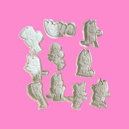 Bluey and Friends-Inspired Embosser and Cookie Cutter Set – Delightful Baking Tools.