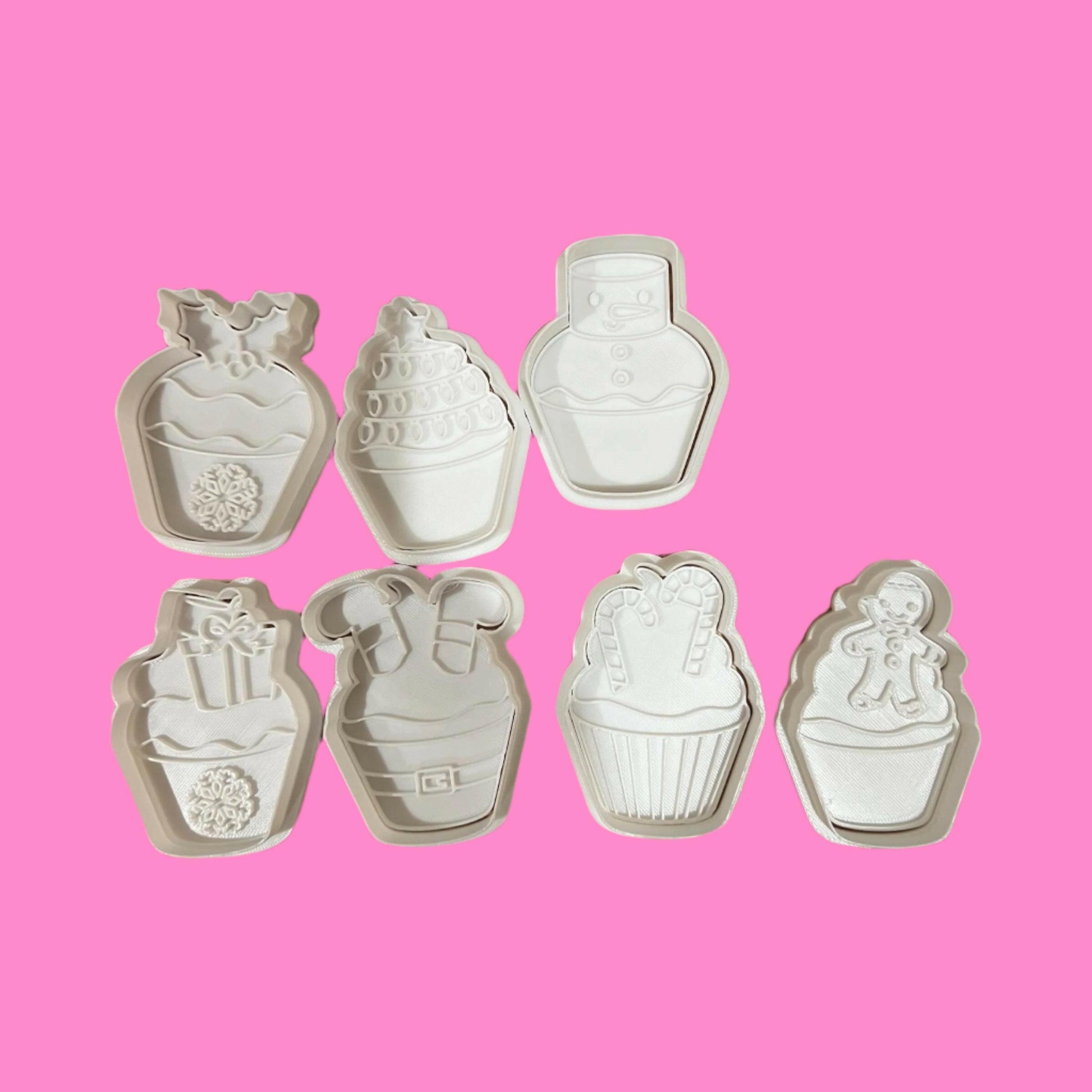 Christmas Cupcake various designs Cookie Cutter and Embosser Stamp.