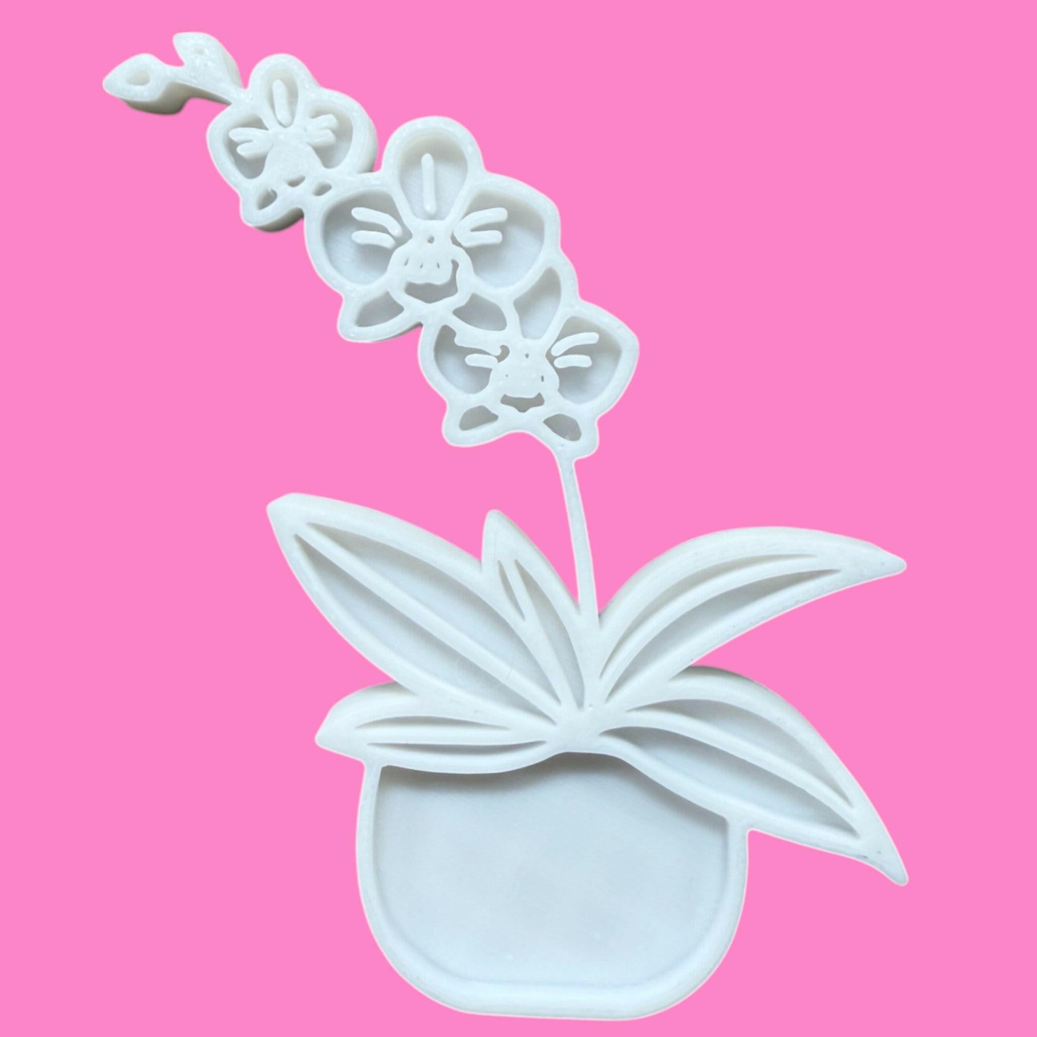Orchid in Pot Cookie Cutter & Stamp Set (2 pcs) | Floral-Themed Baking | PLA.