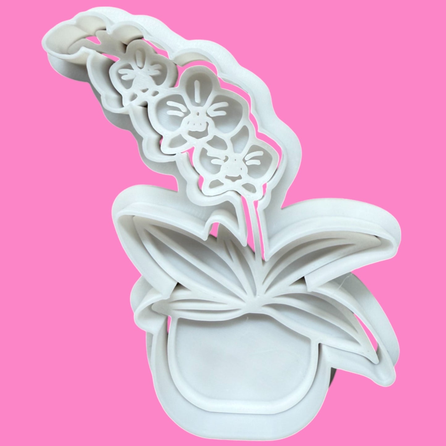 Orchid in Pot Cookie Cutter & Stamp Set (2 pcs) | Floral-Themed Baking | PLA