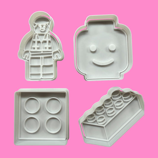 LEGO-Inspired Cookie Cutter Set – Brick, Minifigure, Face, and Square Block Designs