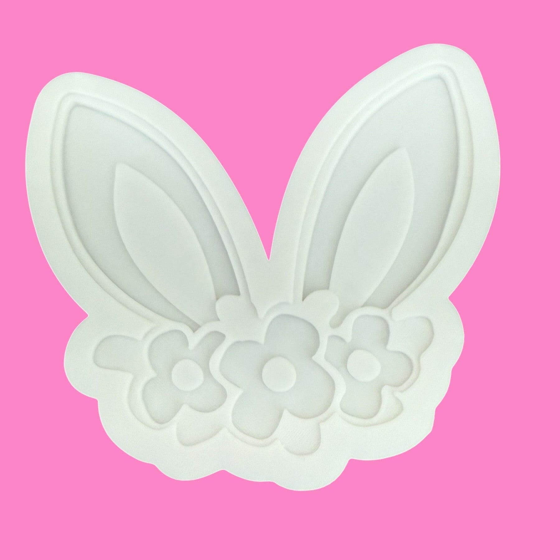 Bunny Ears and Flowers Multilayered Stamp and Cookie Cutter – Adorable Baking Tool.