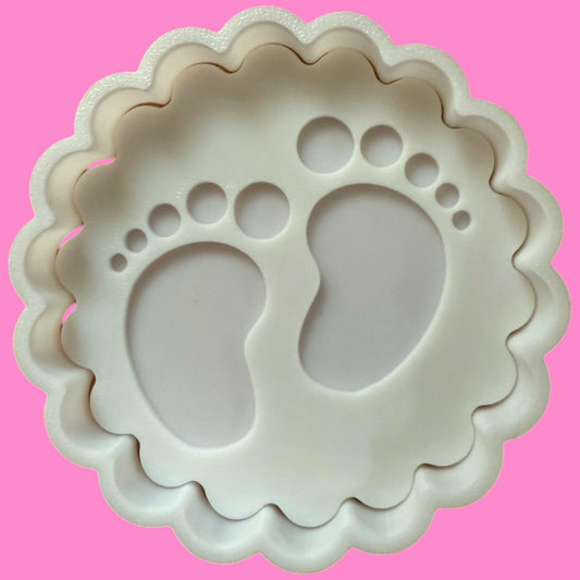 New Born Baby Feet OutBoss Stamp and  Crimped Cookie Cutter Set.