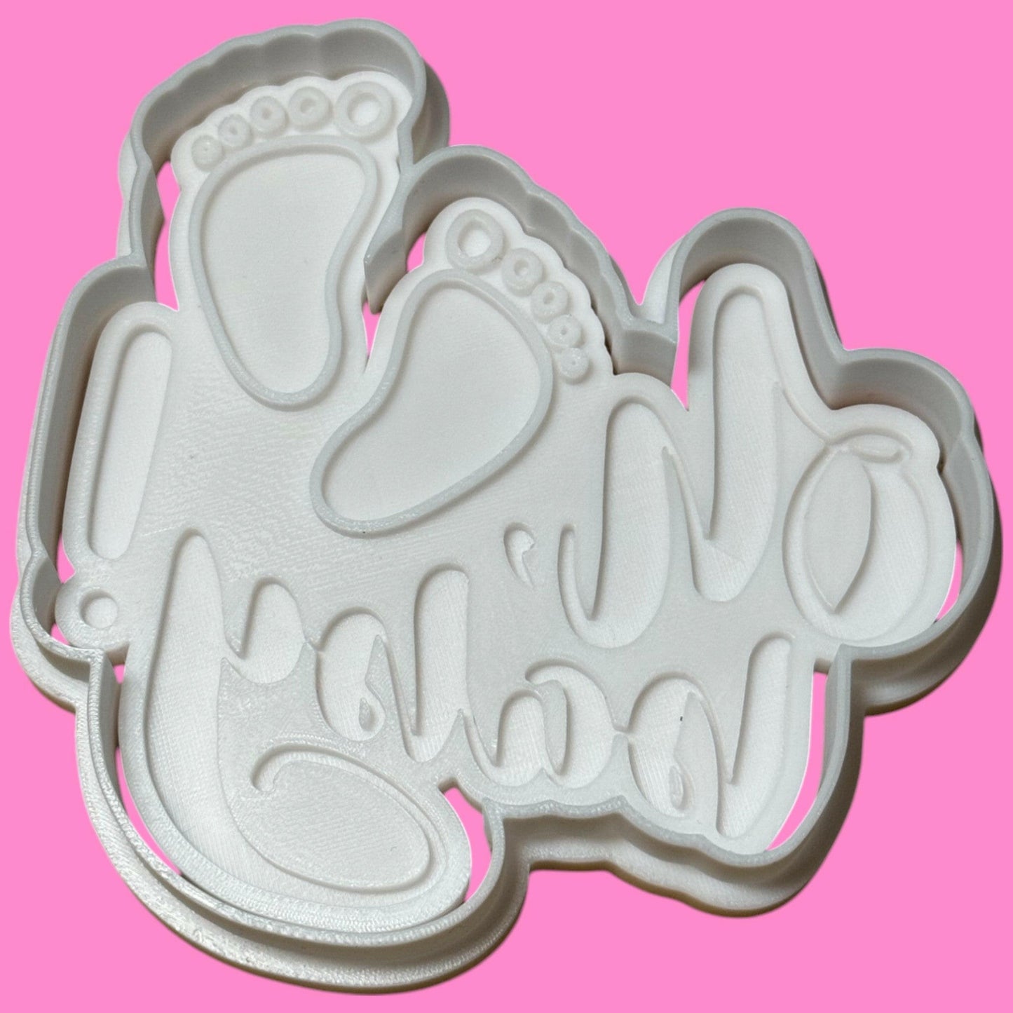 Multilayered "Oh Baby" Font & Baby Feet Cookie Cutter Set | Baby Shower Baking PLA.