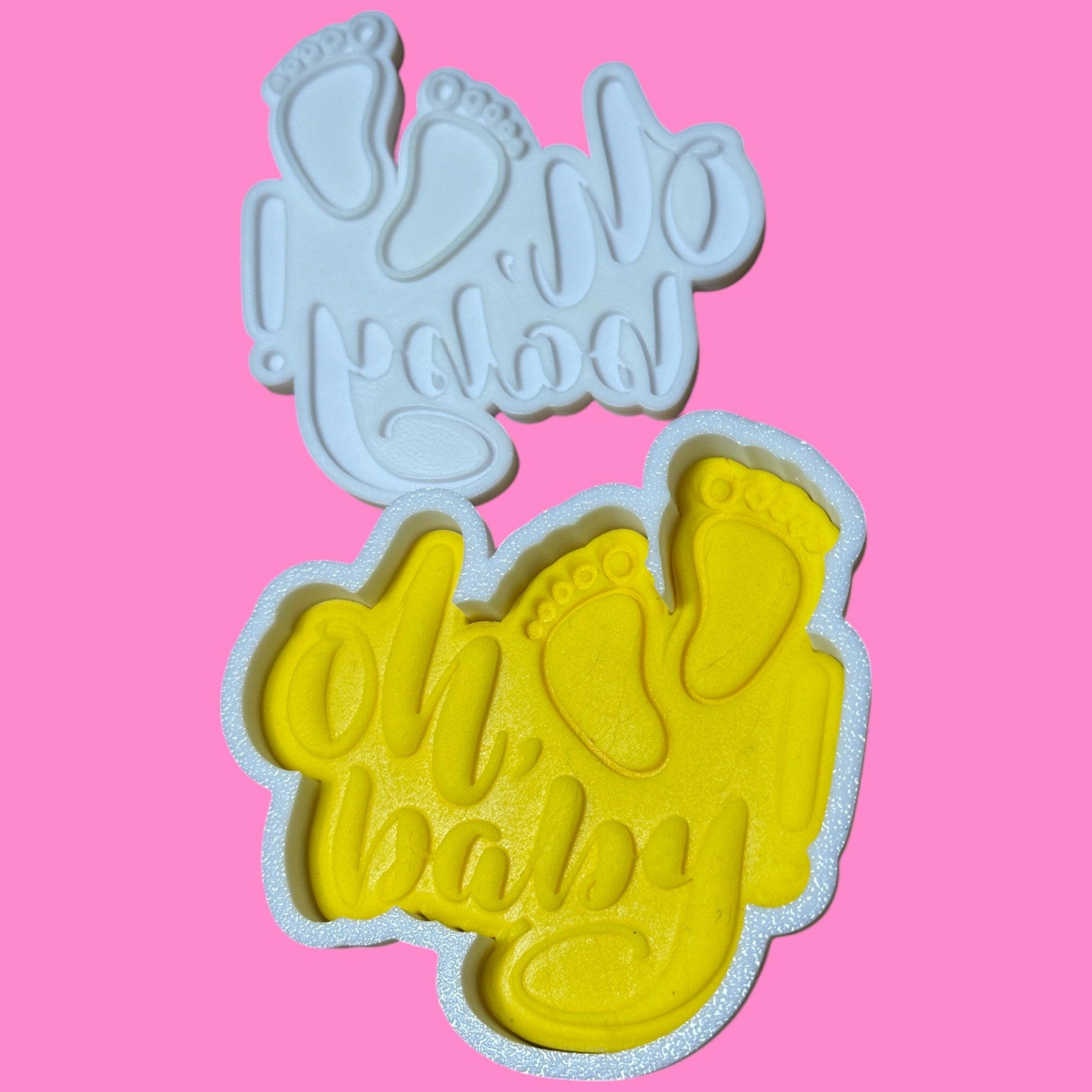 Multilayered "Oh Baby" Font & Baby Feet Cookie Cutter Set | Baby Shower Baking PLA.
