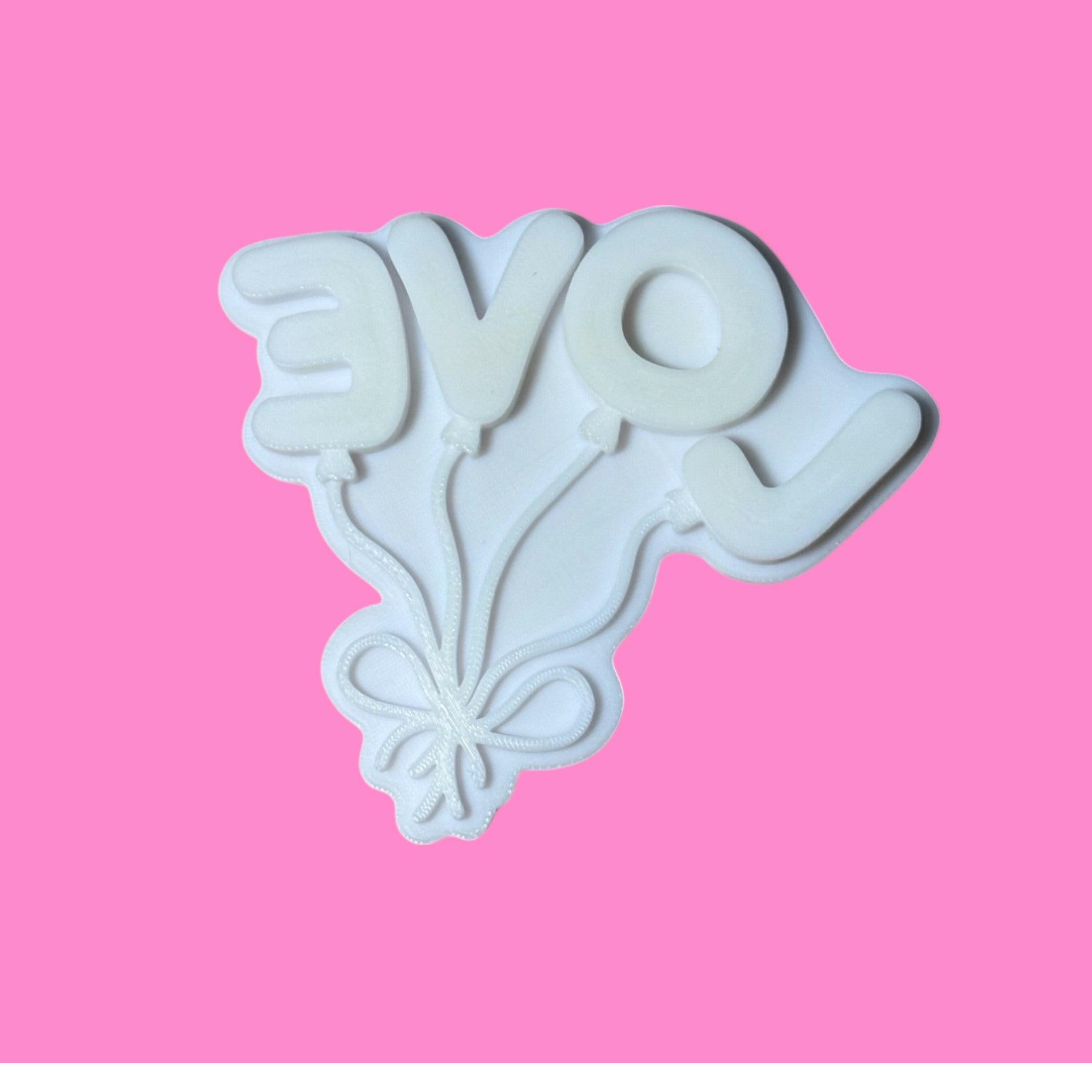 "Love" Balloon Font Cookie Cutter & Stamp | Cute String & Bow Design | PLA.