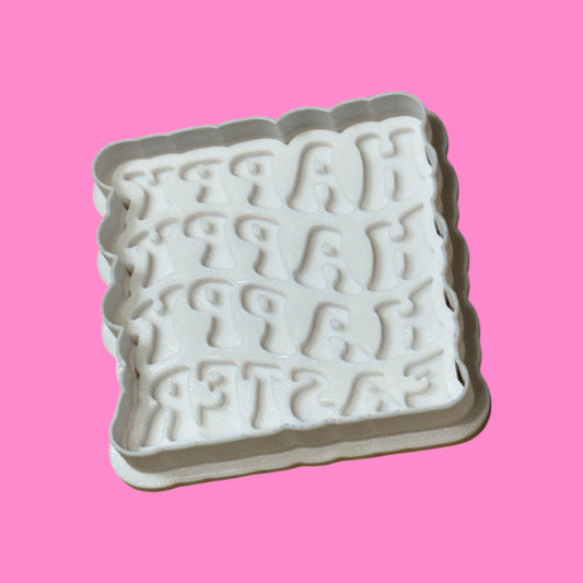 Happy Happy Happy Easter Wavy Font Cookie Cutter & Stamp | Spring & Holiday Baking | PLA (Copy).