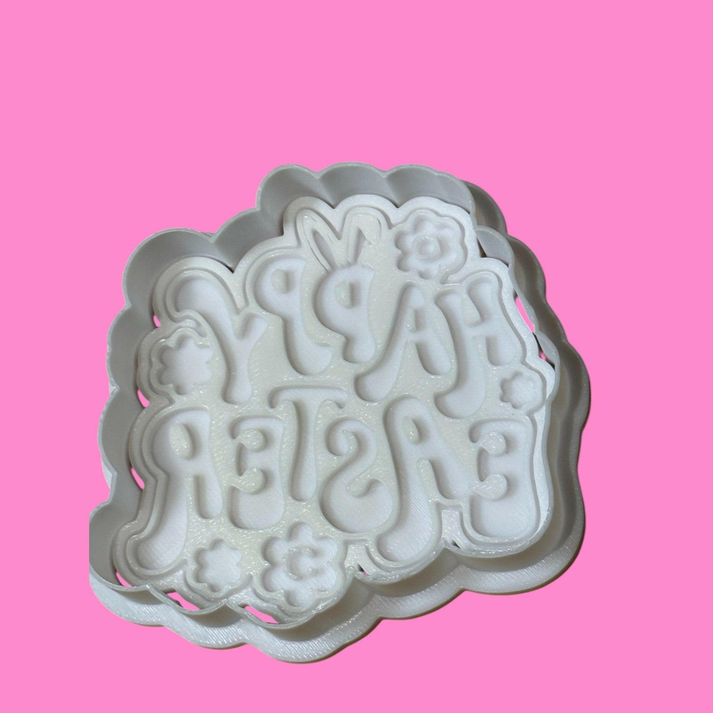 Happy Easter Wavy Font Cookie Cutter & Stamp | Spring & Holiday Baking | PLA.