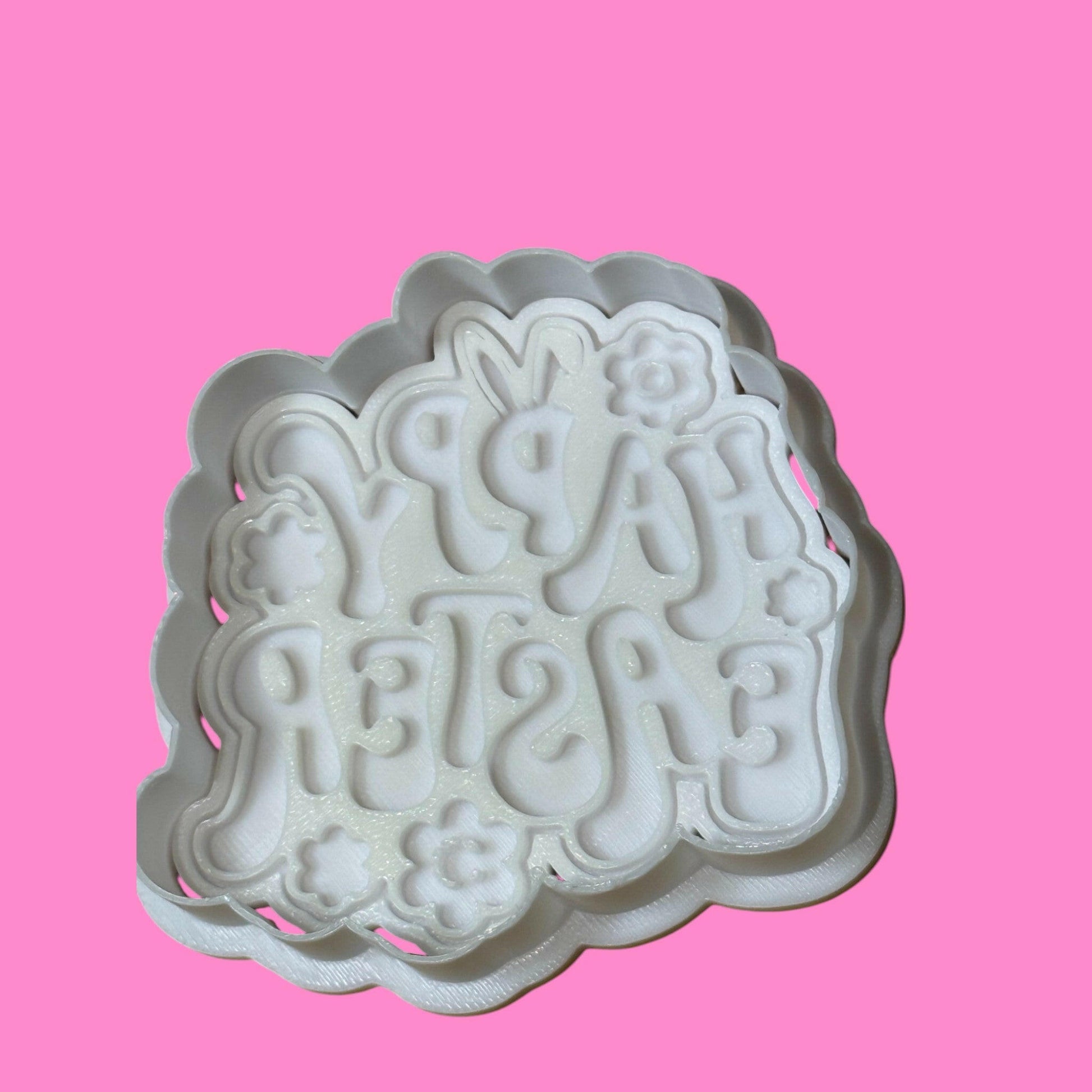 Happy Easter Wavy Font Cookie Cutter & Stamp | Spring & Holiday Baking | PLA.