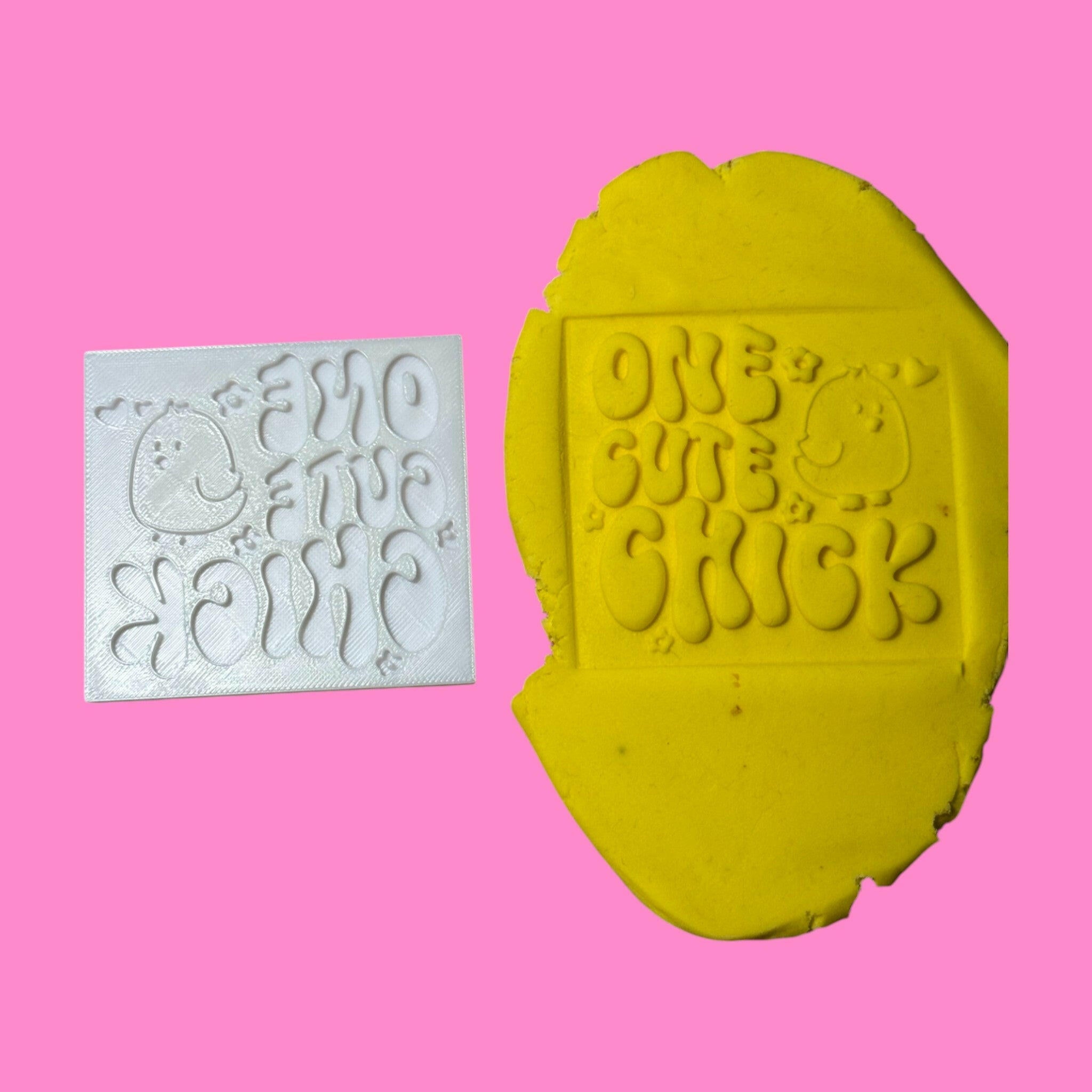 "One Cute Chick" Cookie Cutter & Outboss Stamp | First Birthday & Easter Design | PLA.