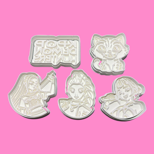 K-Pop Demon Hunters Cookie Cutter Set - Anime-Inspired Idol Characters & Logo