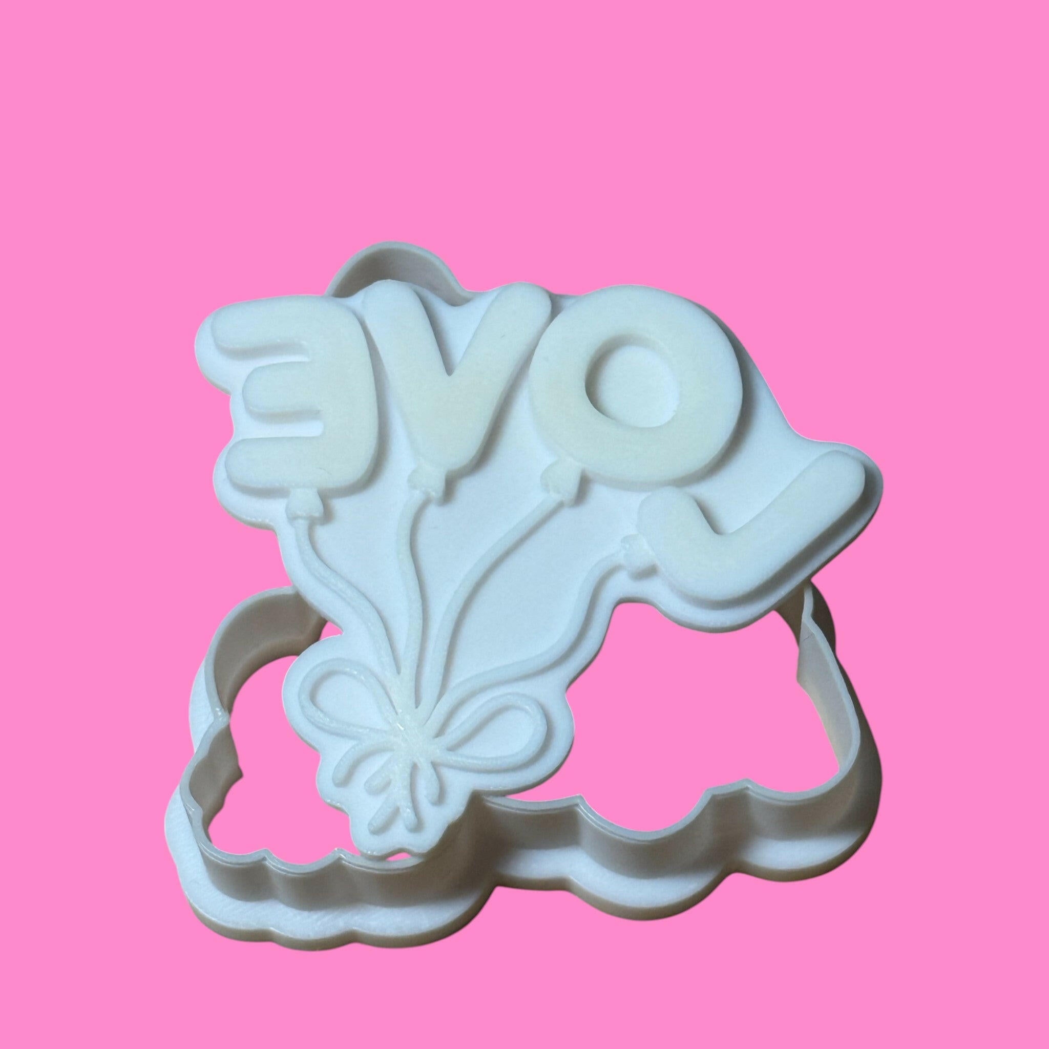 "Love" Balloon Font Cookie Cutter & Stamp | Cute String & Bow Design | PLA.