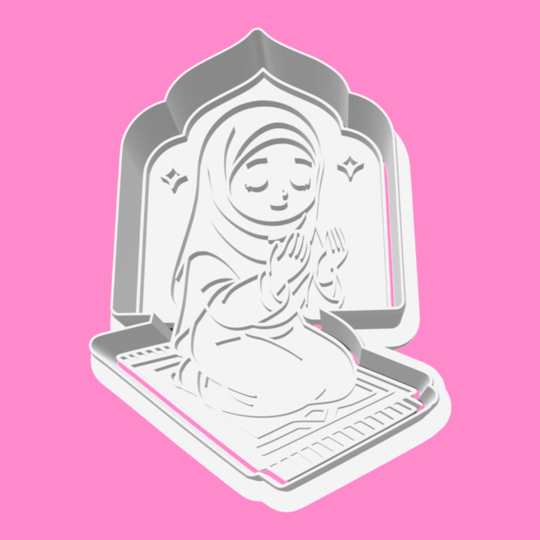 Little Girl Praying Cookie Cutter & Stamp | Islamic Ramadan & Eid Biscuit Cutter | 8cm