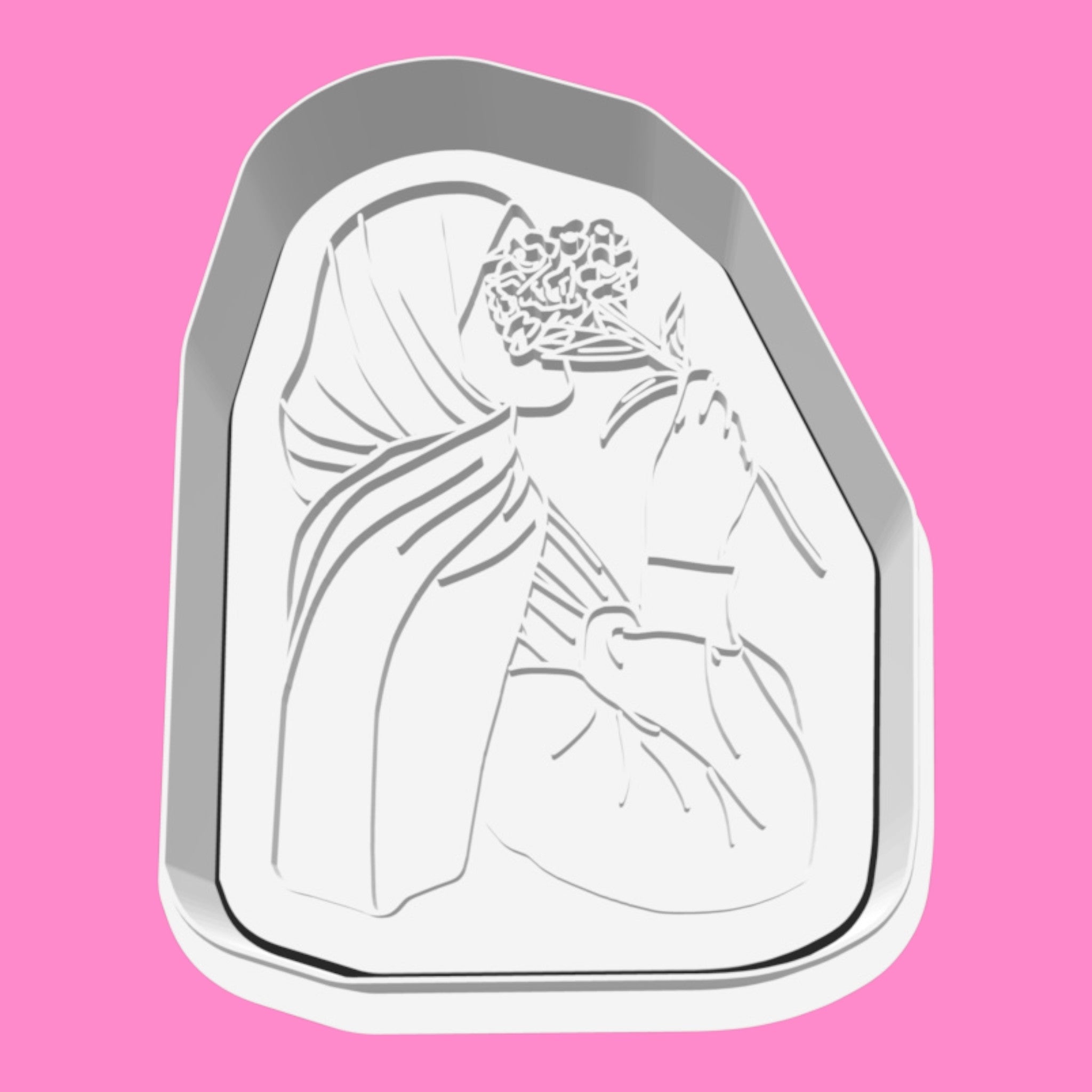 Elegant Hijab Woman with Flowers Cookie Cutter & Stamp | Islamic Eid & Mother's Day Biscuit Cutter | 8cm