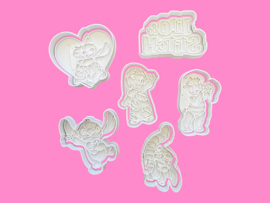 Lilo & Stitch Cookie Cutter & Embosser Stamp Set – Set of 6 Ohana-Inspired Designs Set-2