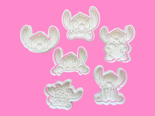 Lilo & Stitch Cookie Cutter & Embosser Stamp Set – Set of 6 Ohana-Inspired Designs Set-4