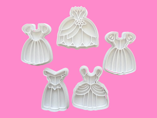 Princess Dresses Cookie Cutter & Embosser Stamp Set – Fairytale Baking Collection