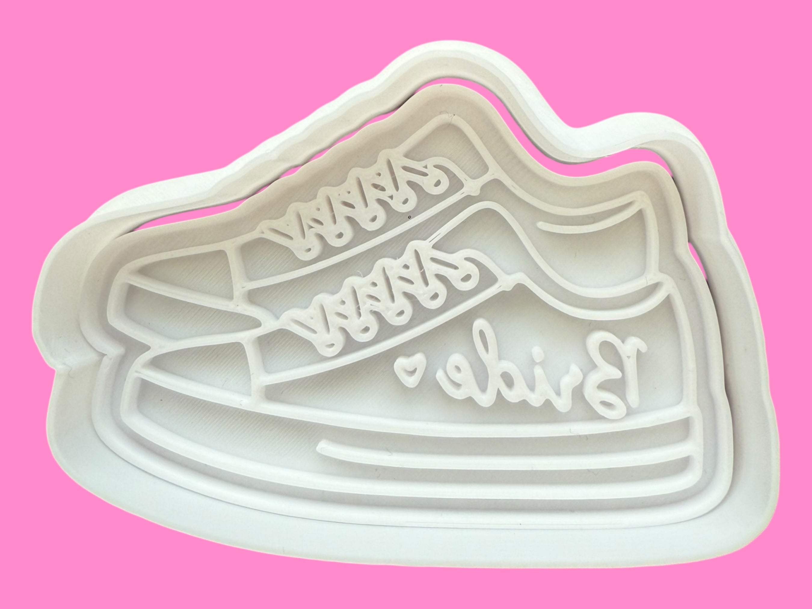 "BRIDE" Trainers Cookie Cutter & Embosser Stamp – Fun & Modern Wedding Collection