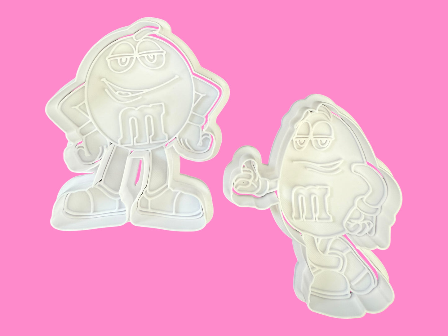 M&M Style Duo – Cookie Cutter & Embosser Stamp Set (8–9cm)