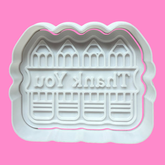 Thank You Pencil Cookie Cutter & Embosser – Teacher Gift Baking Tool