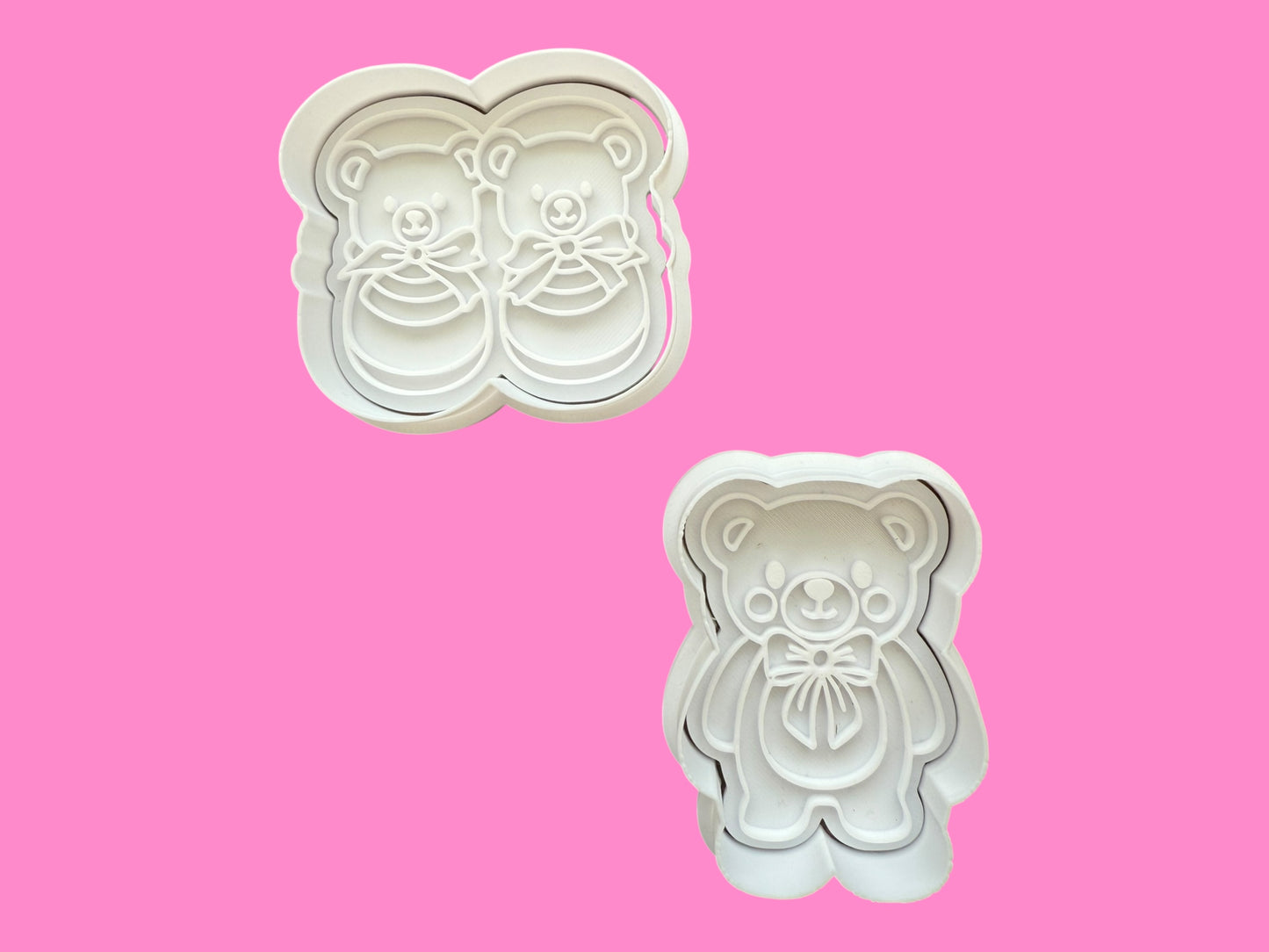 Bear with Bow & Baby Shoes Cookie Cutter & Embosser Stamp Set – Baby Shower & Keepsake Collection