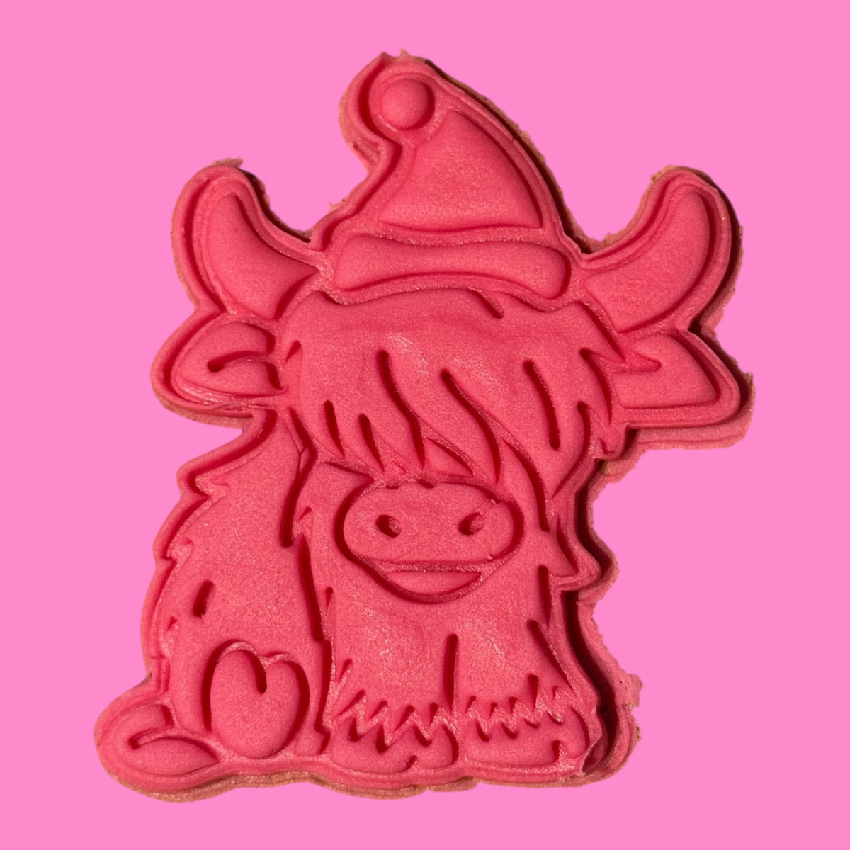 Christmas Highland Cow Cookie Cutter & Embosser – Festive Cow Stamp