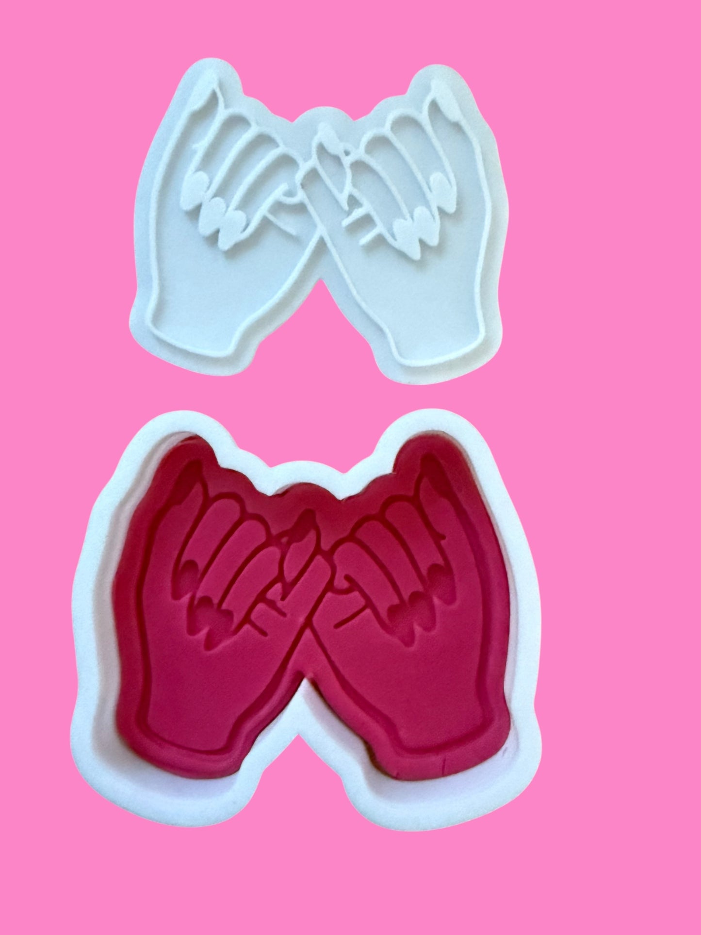 Ladies Fingers Holding Cookie Cutter & Stamp – Chic Hand Pose Baking Design