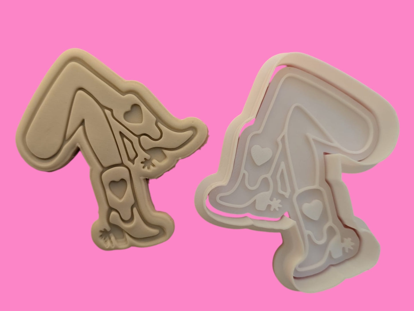 Cowgirl Boots & Legs Cookie Cutter & Embosser – Western Heart Design