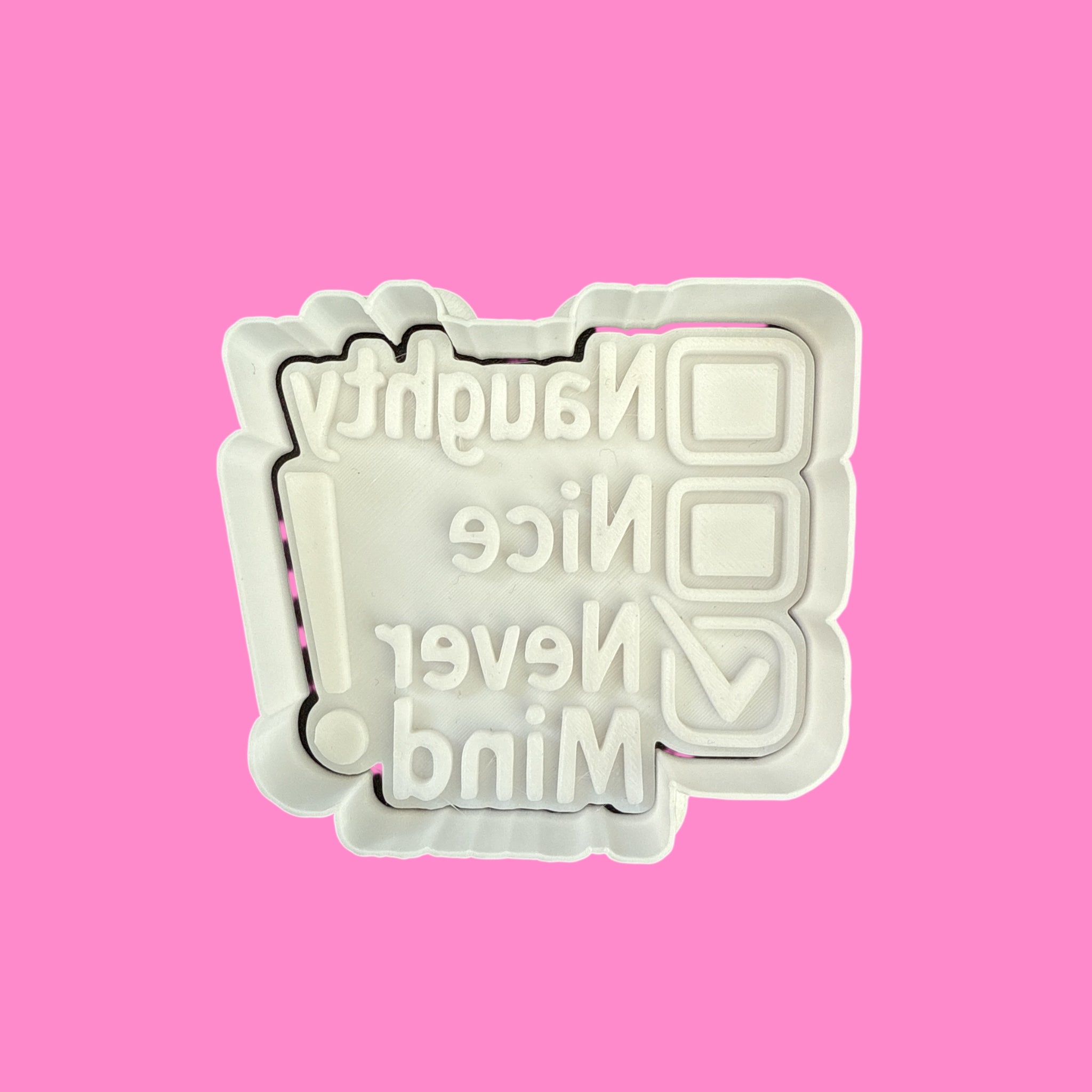 “Naughty, Nice, Never Mind” Elf Cookie Cutter & Stamp – Funny Christmas Baking Design
