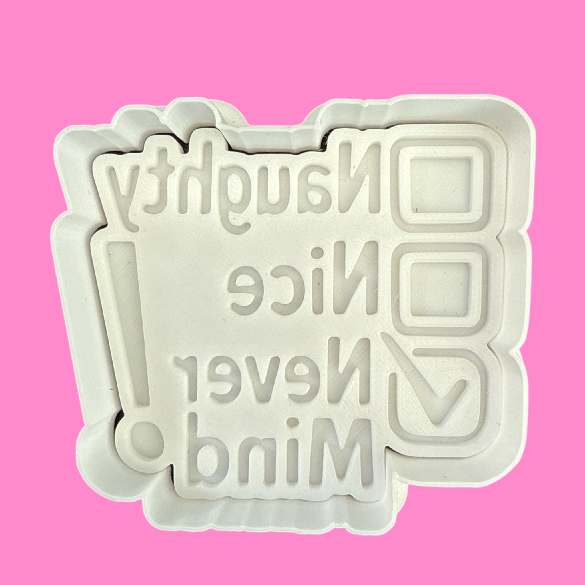 “Naughty, Nice, Never Mind” Elf Cookie Cutter & Stamp – Funny Christmas Baking Design