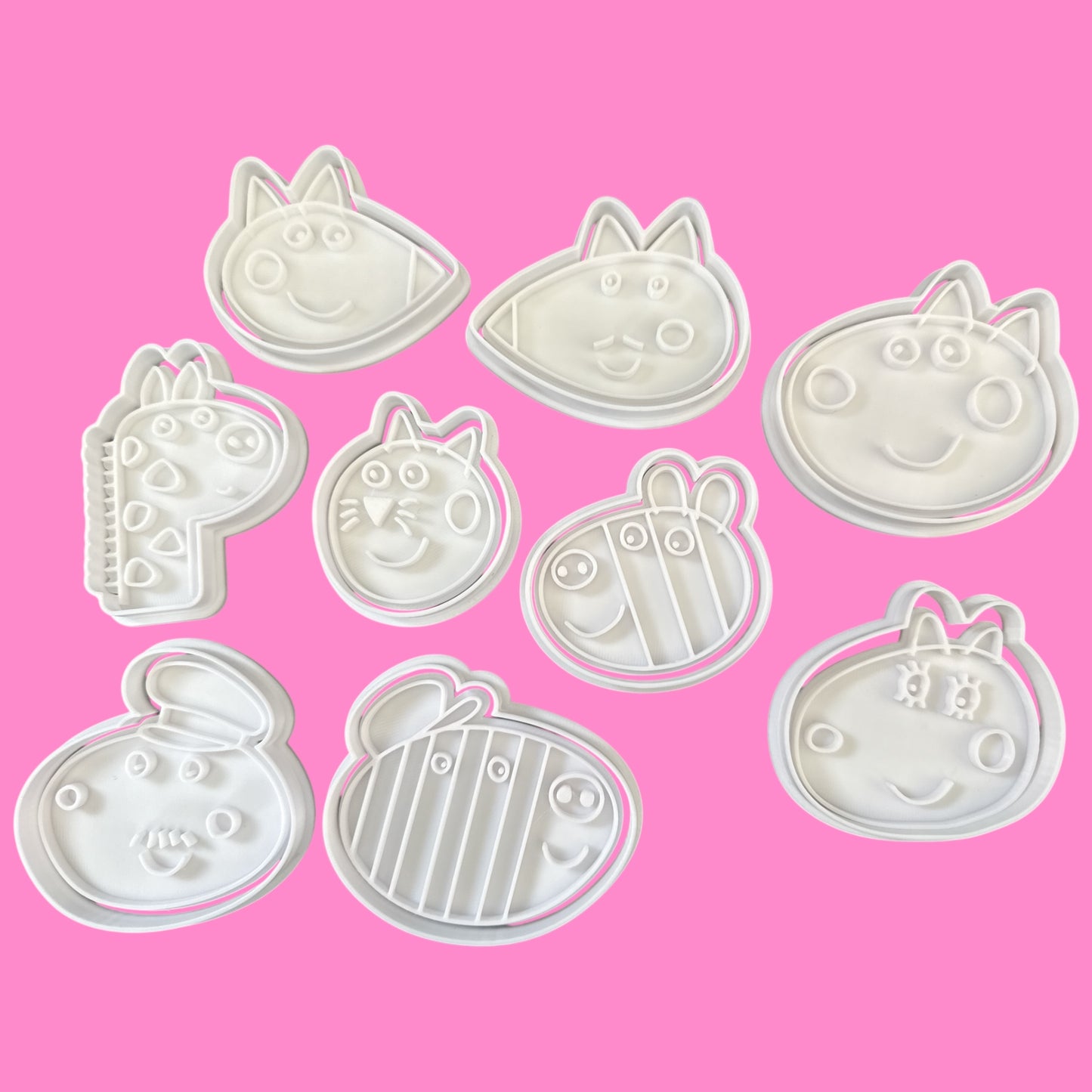 Peppa Pig Head Cookie Cutter & Stamp Set – Multi-Character Collection for Themed Bakes