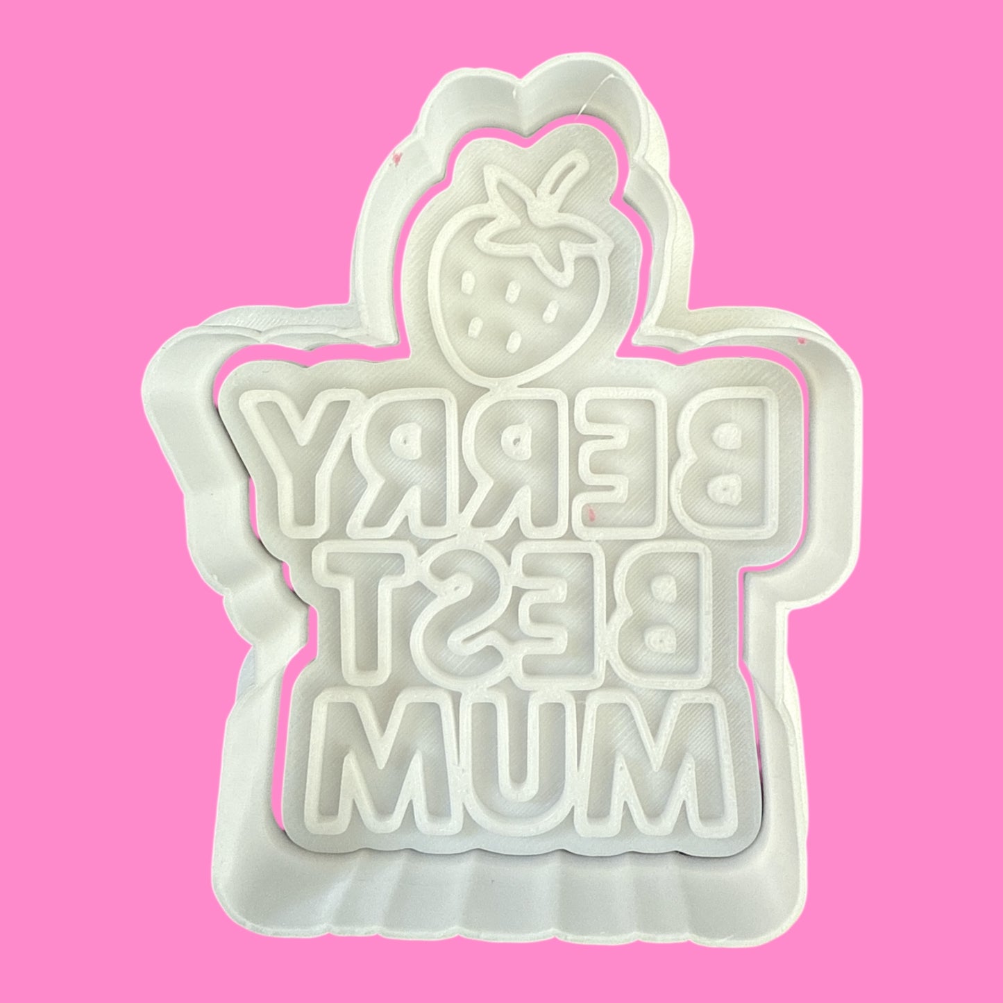 “Berry Best Mum” Cookie Cutter & Stamp – Strawberry Font Mother’s Day Design