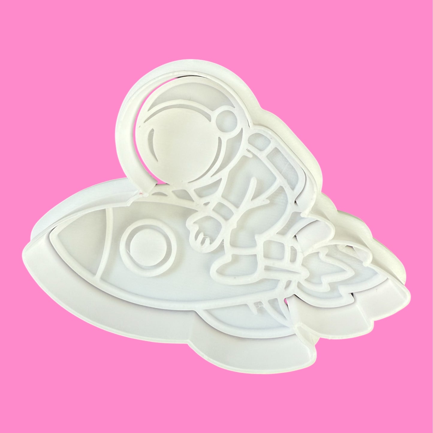 Astronaut Riding a Rocket Cookie Cutter & Embosser Stamp – Space Adventure Collection