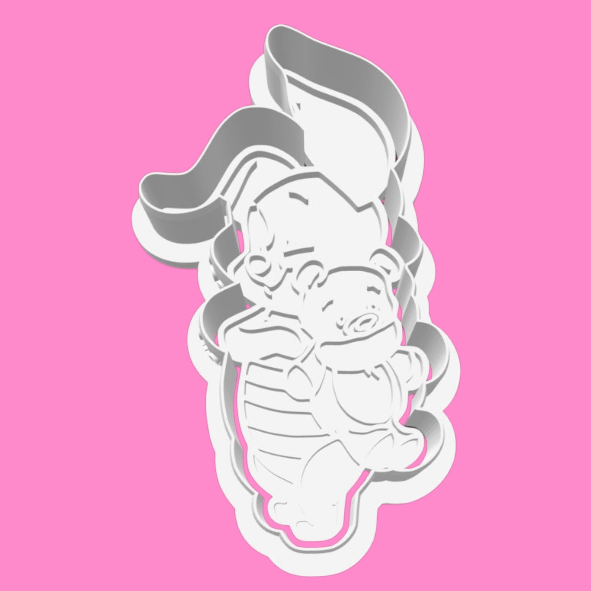 Classic Piglet Holding Teddy Bear Cookie Cutter – Lovable Piglet Embossing Tool for Baby Showers
