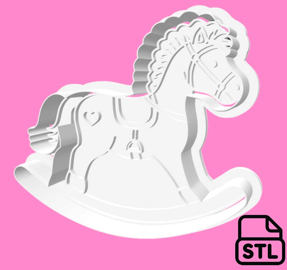 Rocking Horse Cookie Cutter STL File - 3D Print Model Digital Download