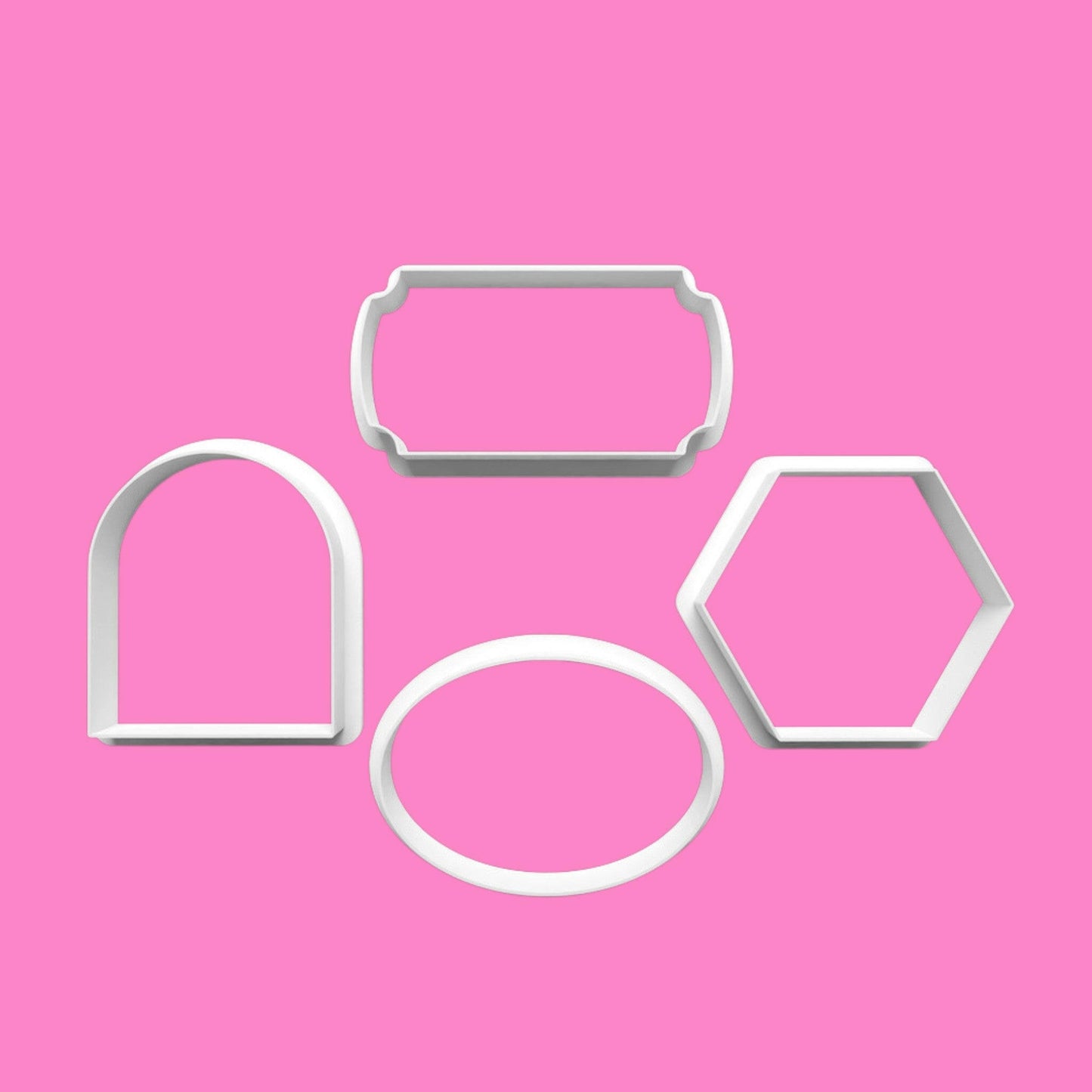 Shapes Cookie Cutter and Embosser Set of 4 in 7cm or 10cm sizes.