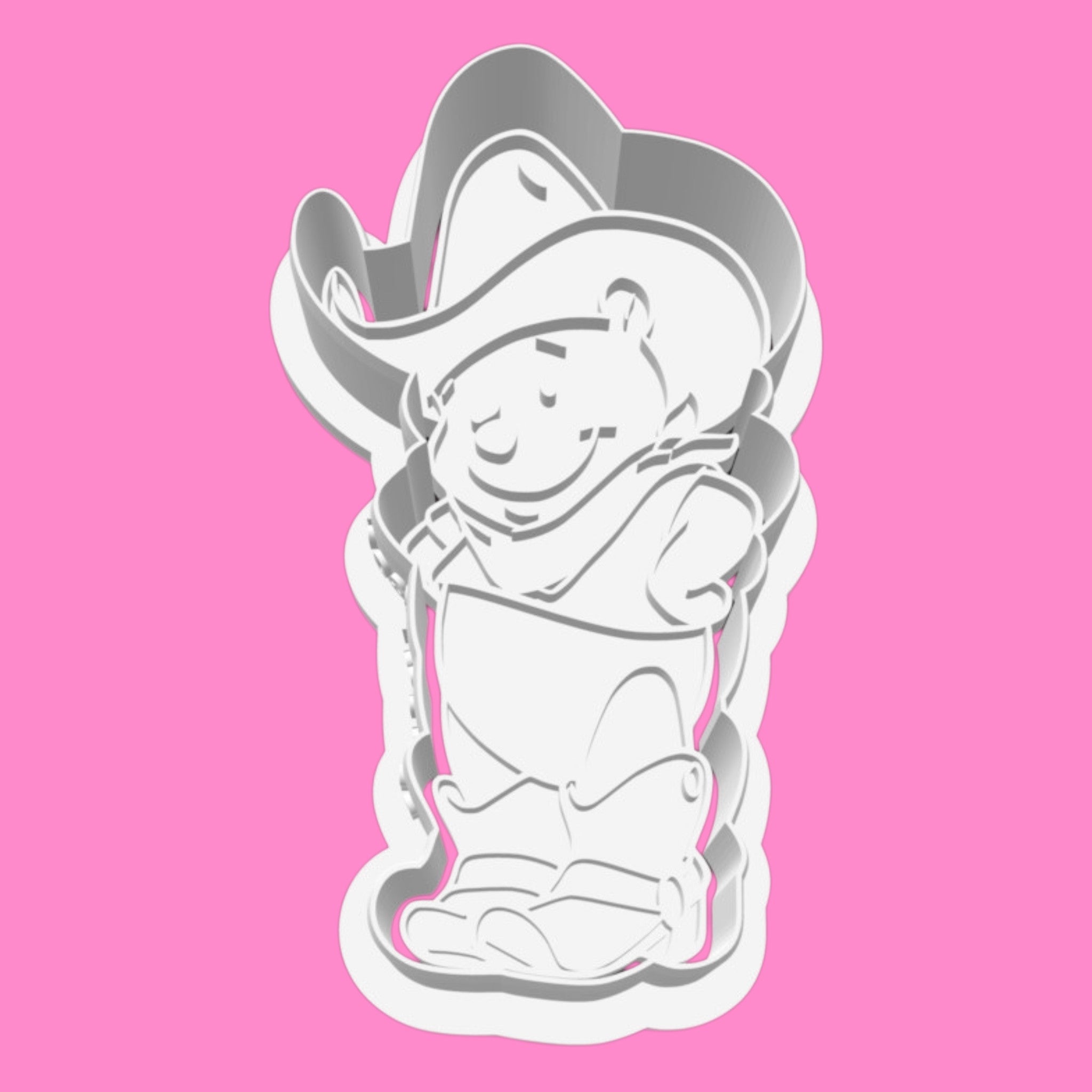 Cowboy Winnie the Pooh Cookie Cutter – Western Theme Bear Baking & Fondant Tool