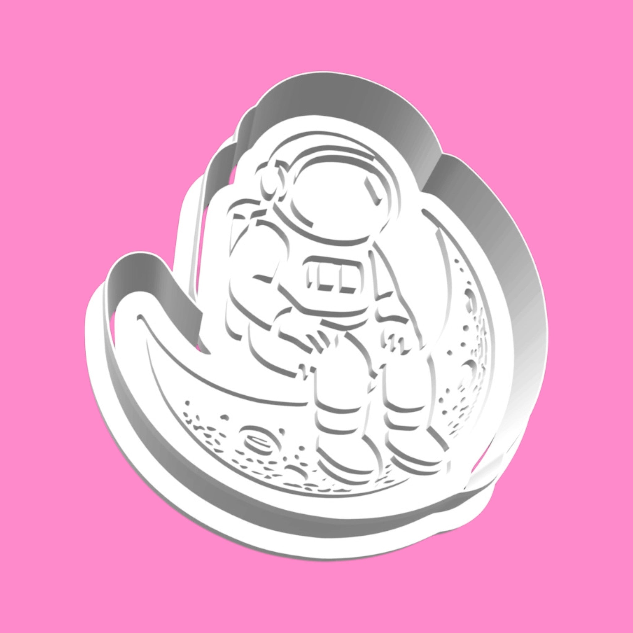 Astronaut Sat on the Moon Cookie Cutter - Outer Space & Galaxy Explorer Design