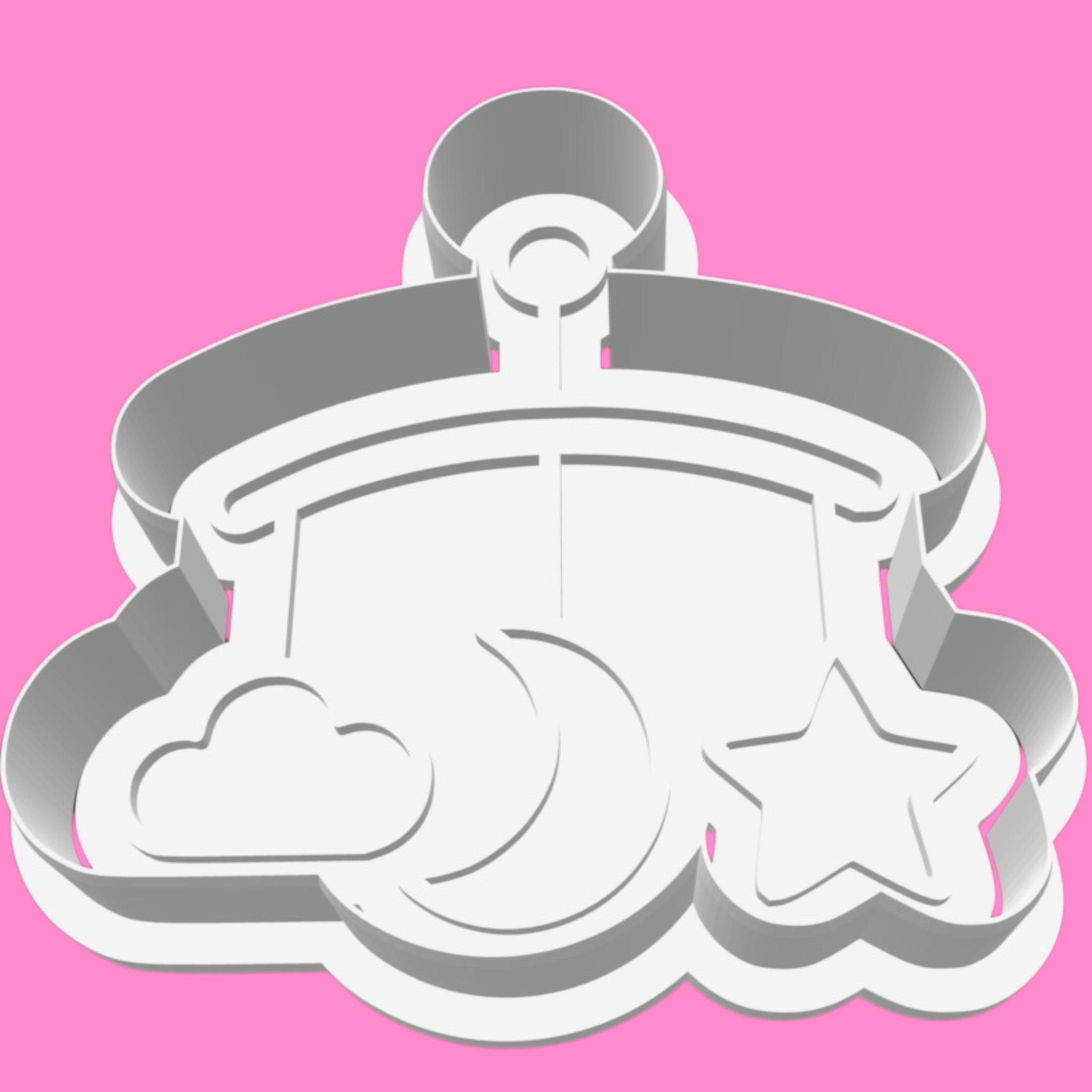 Baby Nursery Mobile Cookie Cutter & Stamp | Moon, Star & Cloud Baby Shower Biscuit Cutter | 8cm