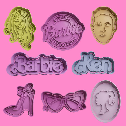 Barbie-Inspired Embosser and Cookie Cutter Set – Set of 8