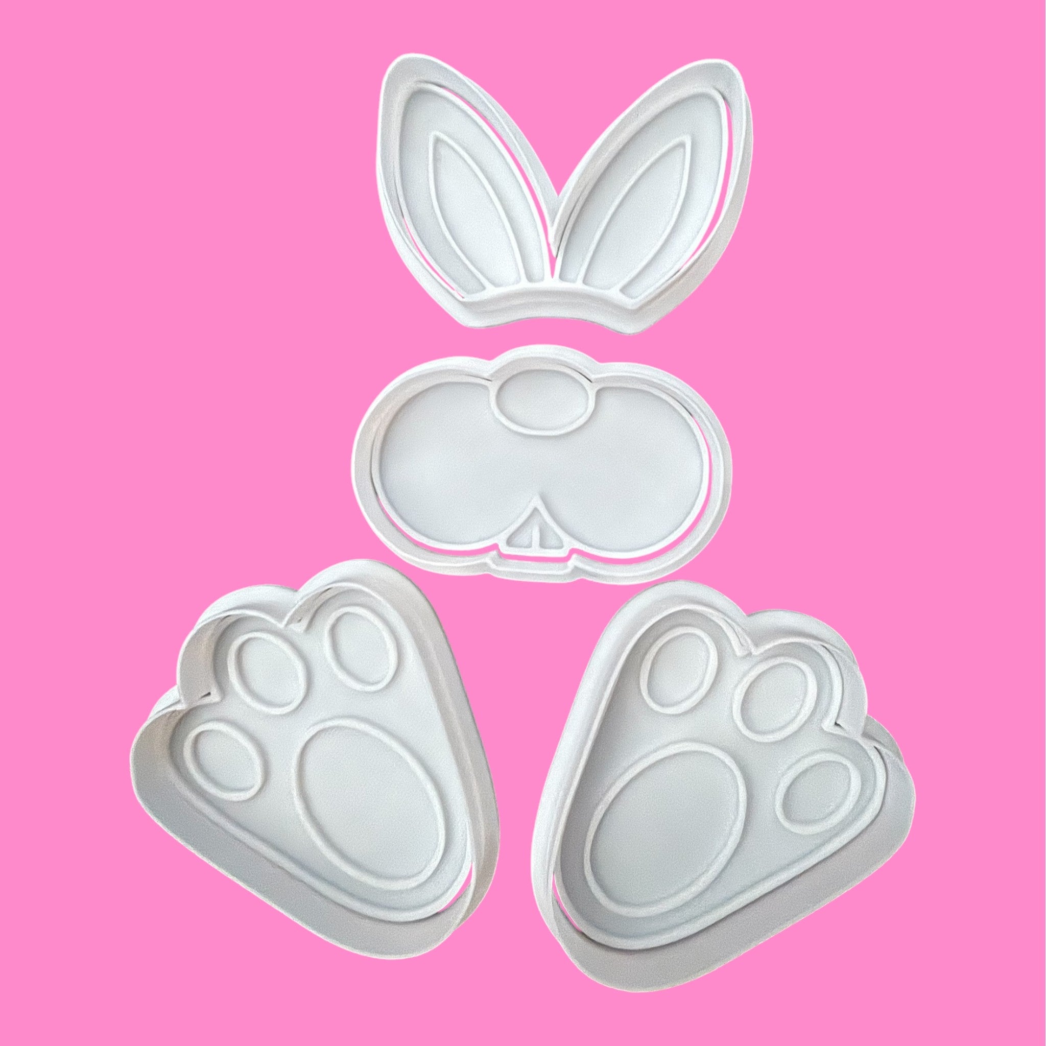 Bunny Ears, Face & Feet Cookie Cutter & Embosser Set – Set of 4 Easter Designs