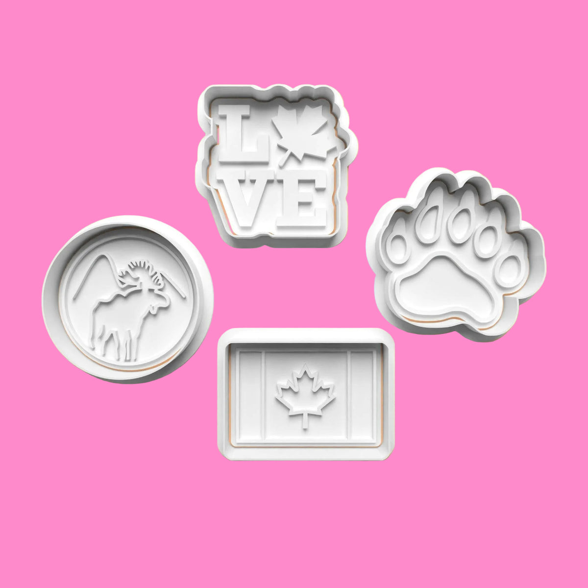 Canada-Themed Cookie Cutter Set – 4-Piece Canadian Symbols Baking Tools.