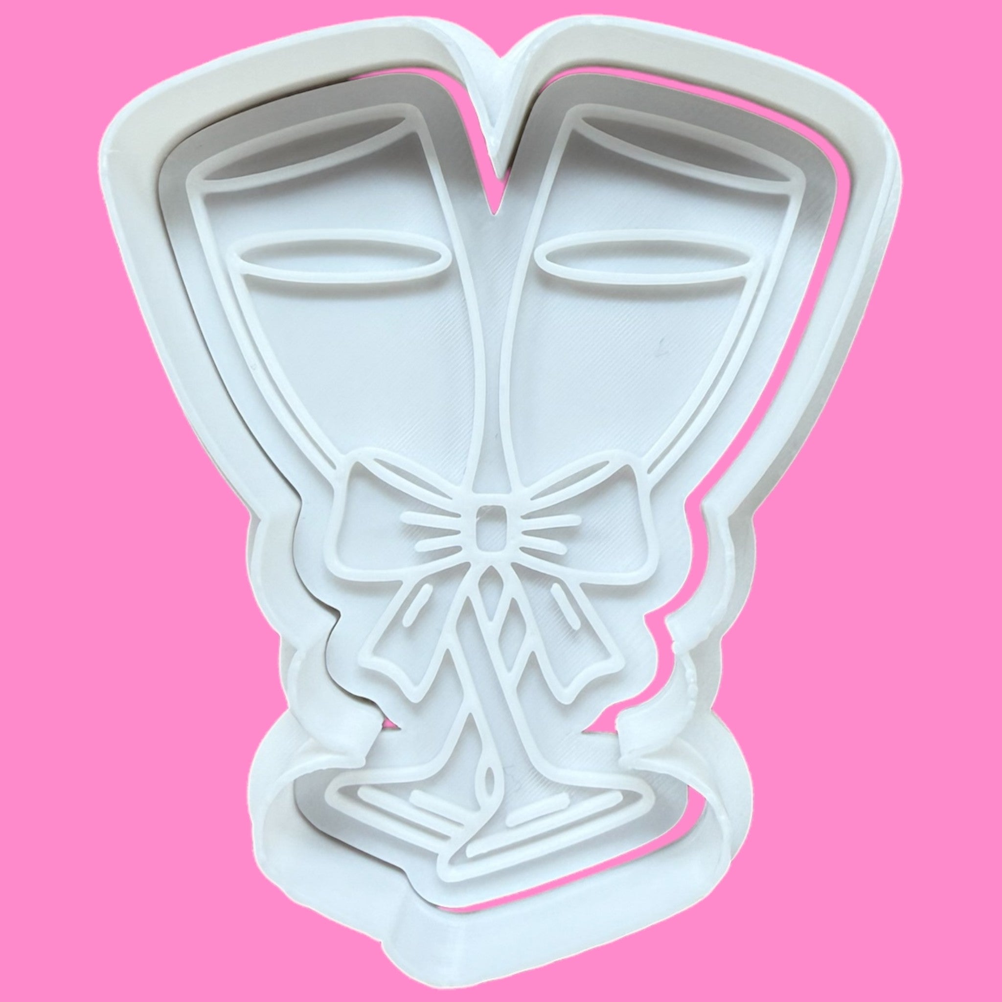 Entwined Champagne Glasses with Ribbon Cookie Cutter & Embosser – Elegant Celebration Design