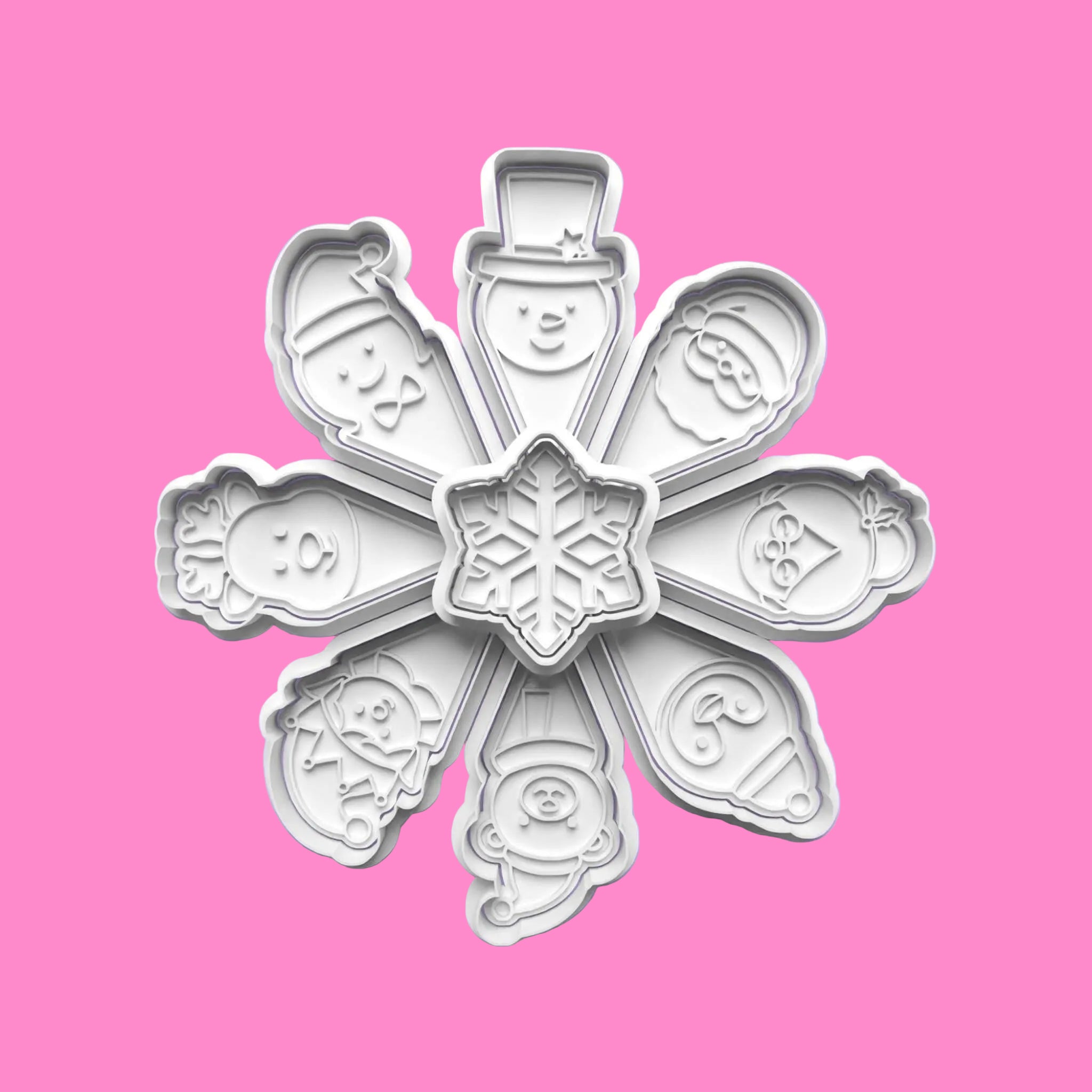Christmas Platter Cookie Cutter and Embosser Stamp  Complete Set.