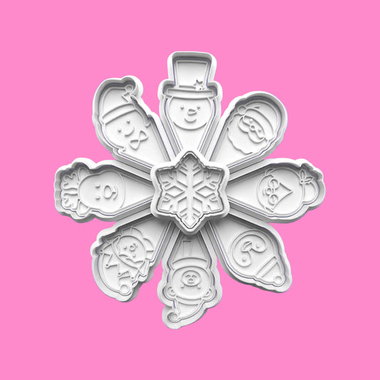 Christmas Platter Cookie Cutter and Embosser Stamp  Complete Set.