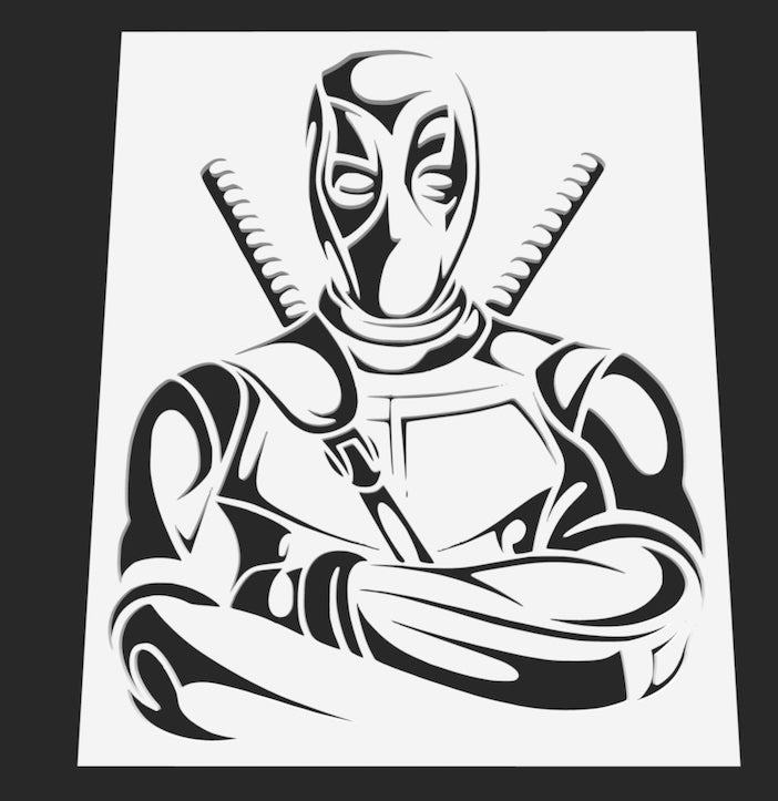 Black and white illustration of a hooded figure holding a sword on a white background
