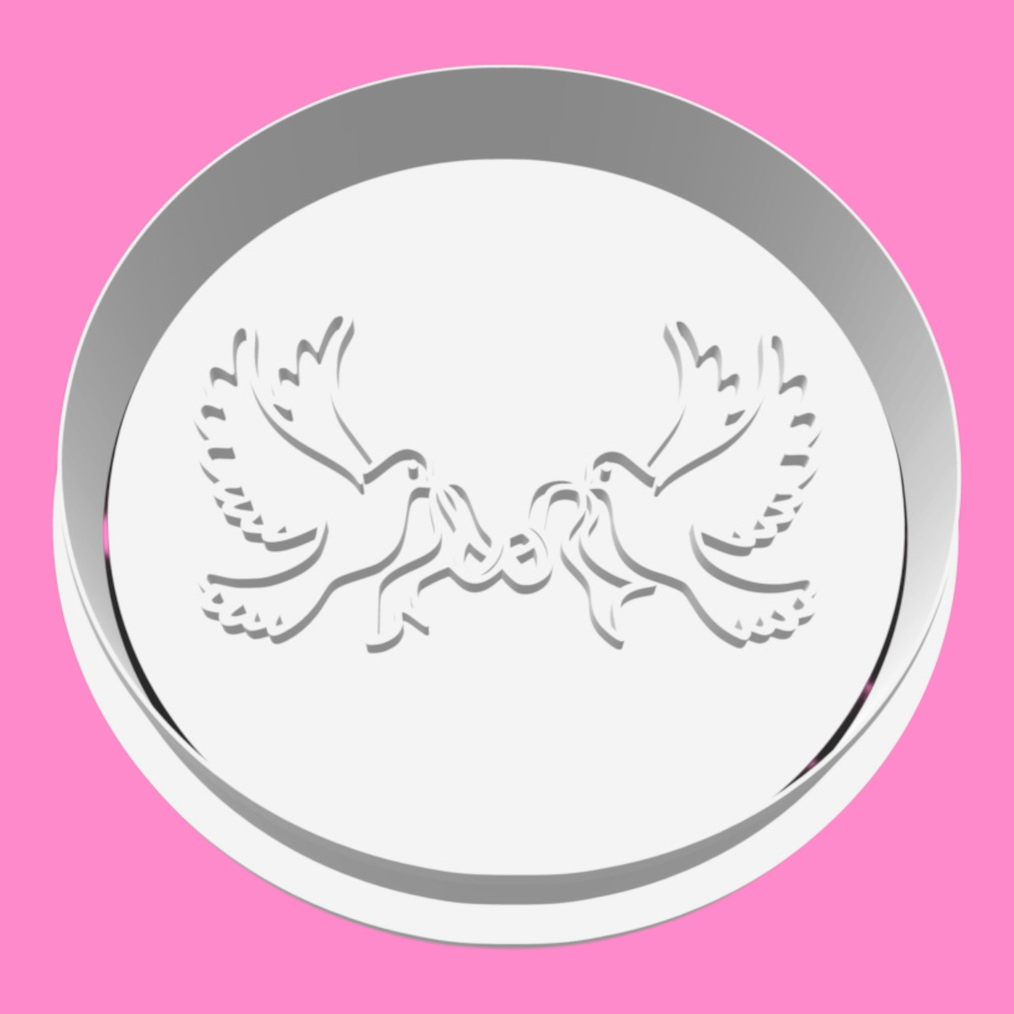 Wedding Doves & Interlocking Rings Cookie Cutter & Stamp | Elegant Engagement & Anniversary Celebration Biscuit Cutter | 8cm