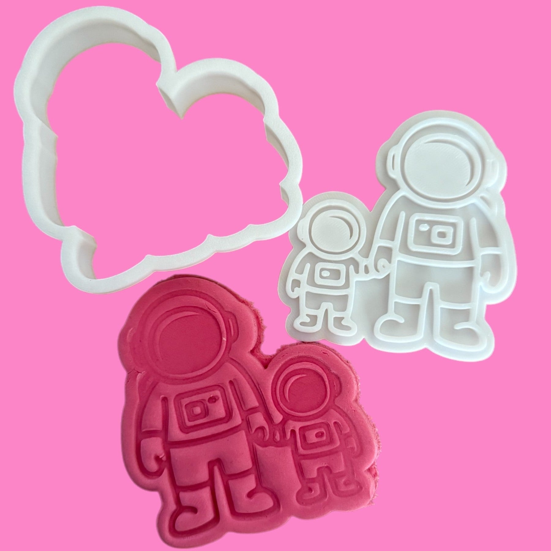 Adult & Child Astronaut Cookie Cutter & Embosser – Space Bond Baking Set